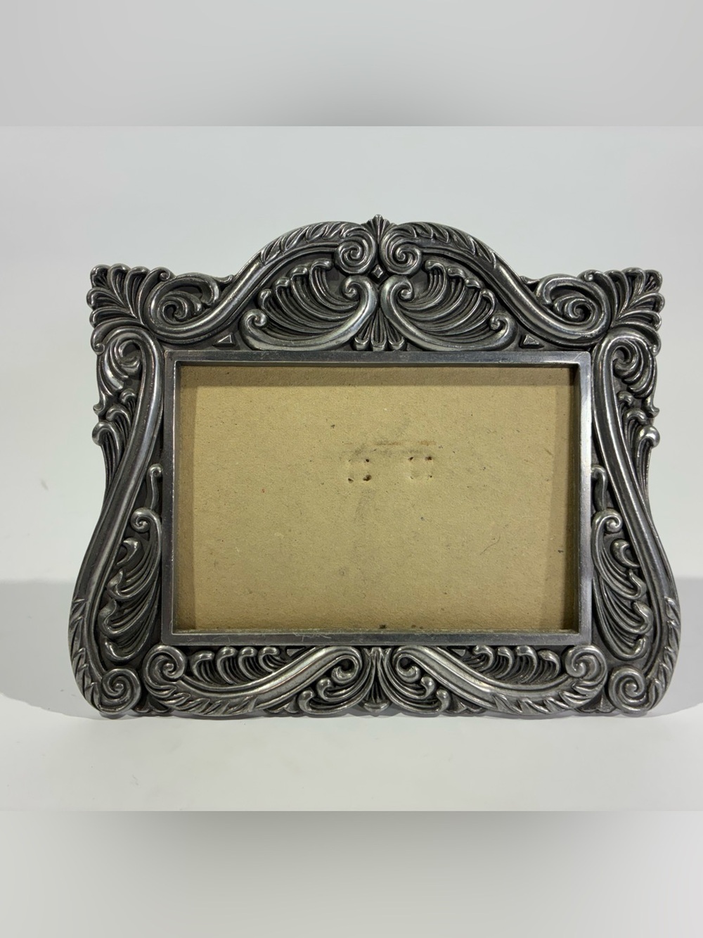Vintage Ornate Silver Tone Picture Frame 3.5x5 Baroque Scrollwork